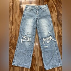Pacific Sunwear Blue Boyfriend Jeans Distressed Casual